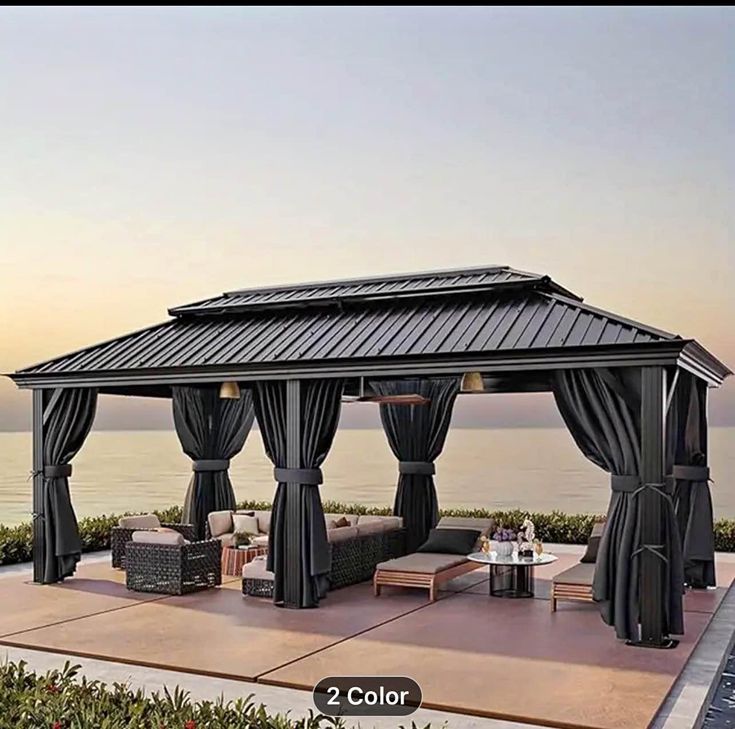 Galvanized Steel Double Roof Metal Gazebo with Aluminium Frame